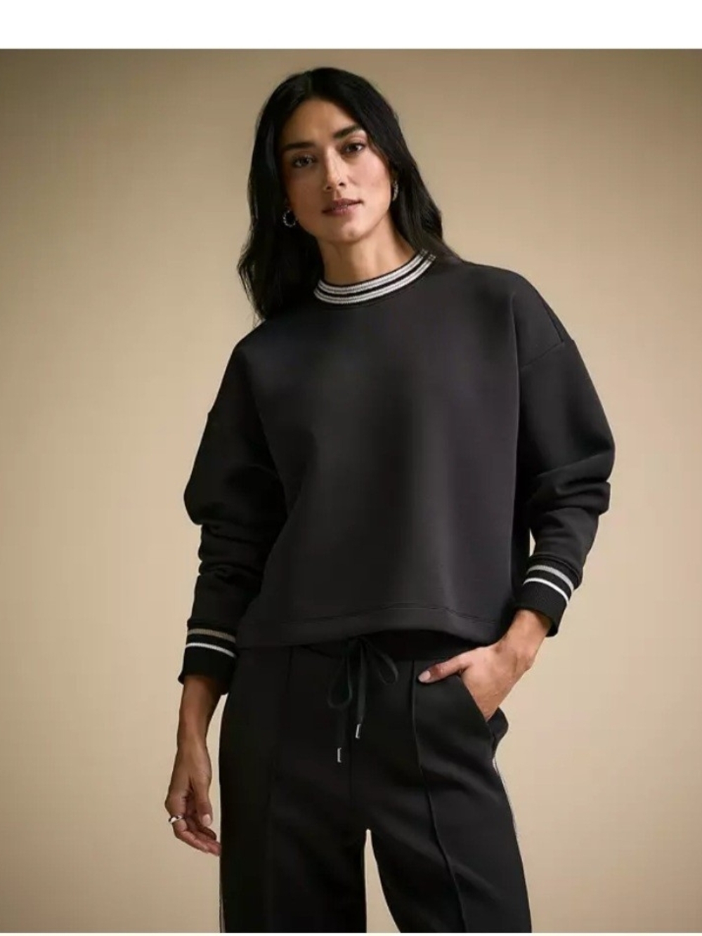 CALIA by Carrie Underwood Black Sweatshirt with White Stripe Trim